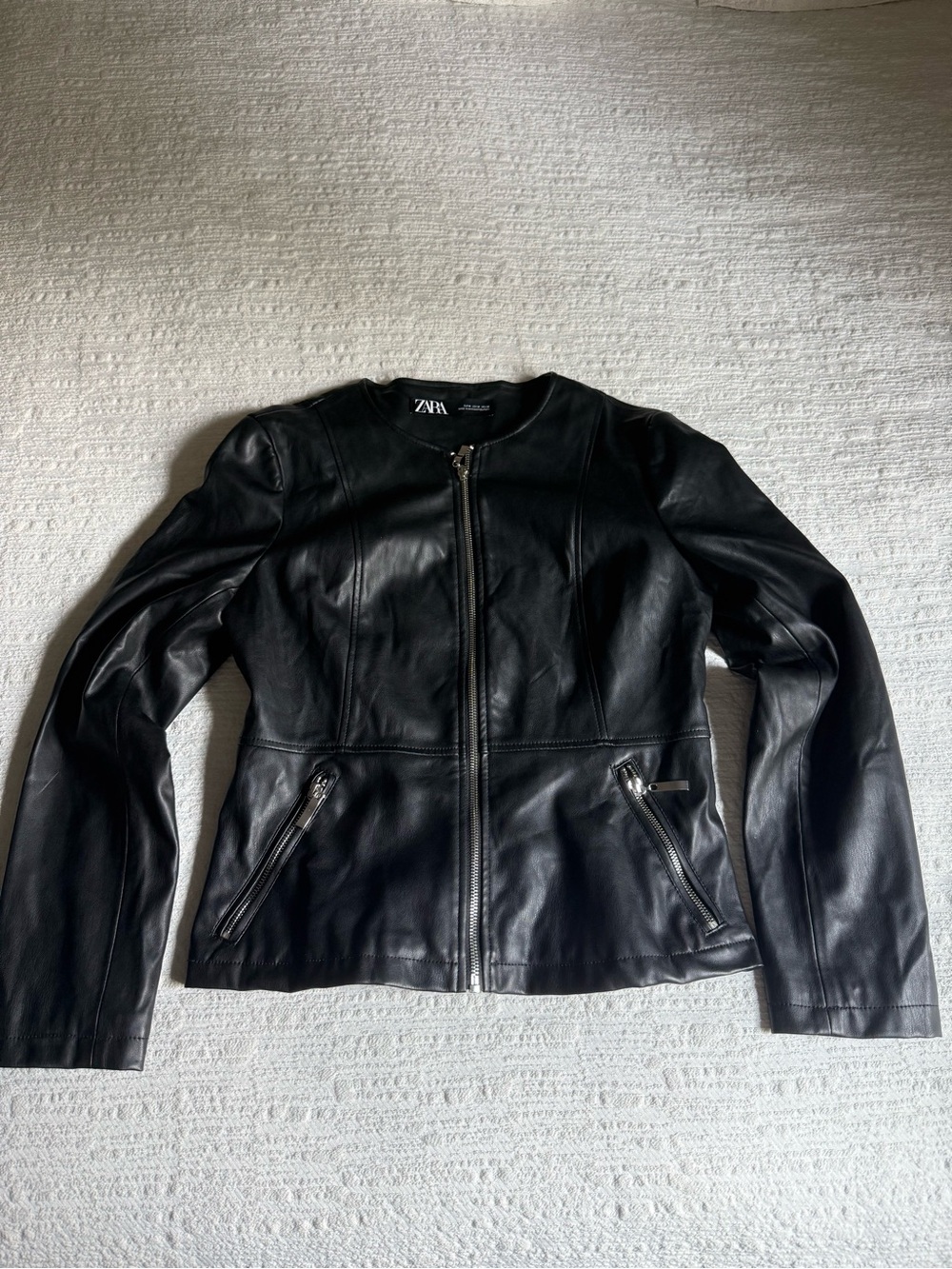 Zara Black Leather Moto-Style Jacket